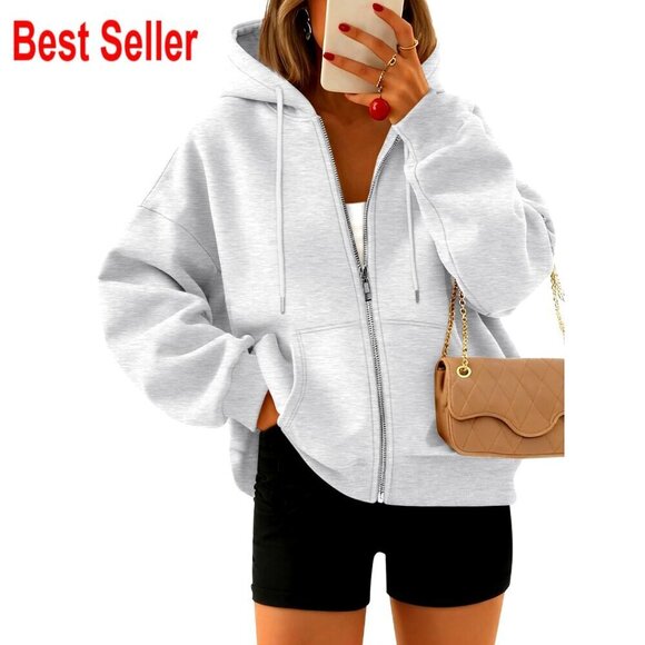 Tops - Cropped Zip Hoodie Women's Fleece Lined Lightweight Fall Winter Sweatshirt